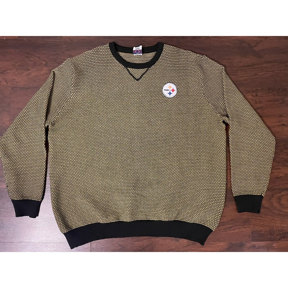 FOCO NFL Men's Pittsburgh Steelers Poly Knit Crew Neck Sweater 2XL Yellow XXL